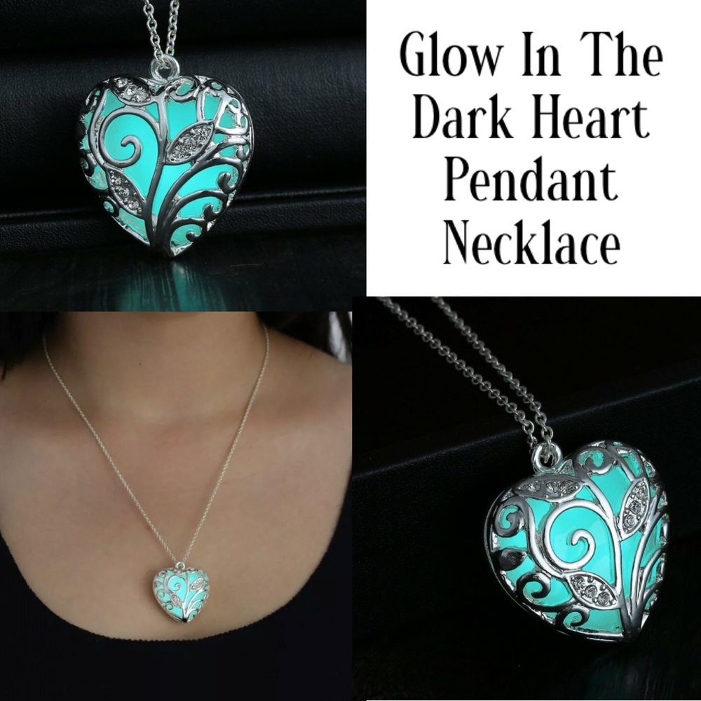 Luminous Glow In The Dark Heart Pendant Necklace